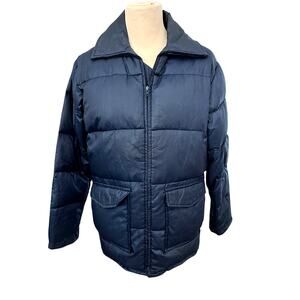 VTG 70s Ski Daddle Puffer Jacket Mens sz M Navy Blue Down Winter Snow